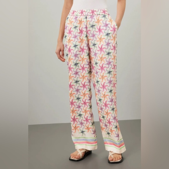 Scotch & Soda Gia Starfish Print Colorful Trouser Pull On Pants Size XL - Picture 2 of 13